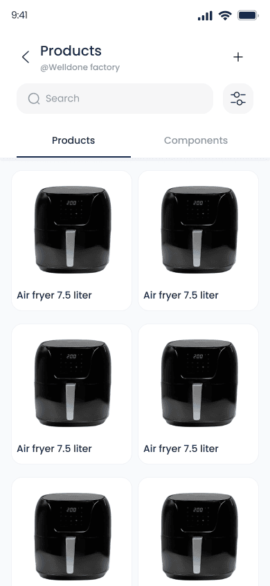 B-EASY products catalog screen